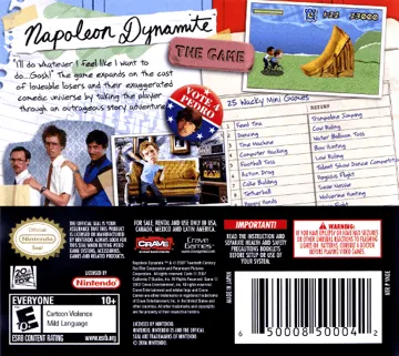 Napoleon Dynamite - The Game (USA) box cover back